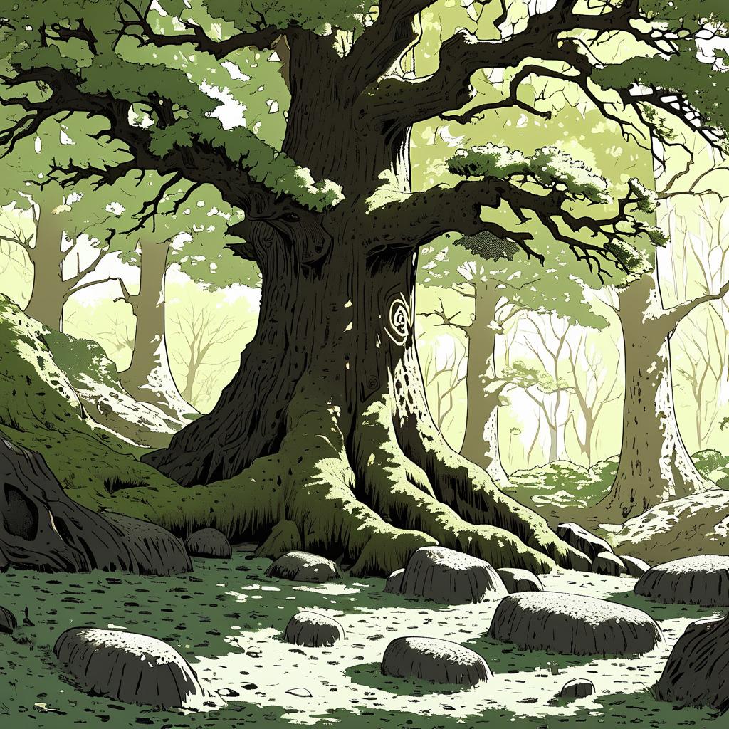 Enchanting Ancient Oak Forest Scene