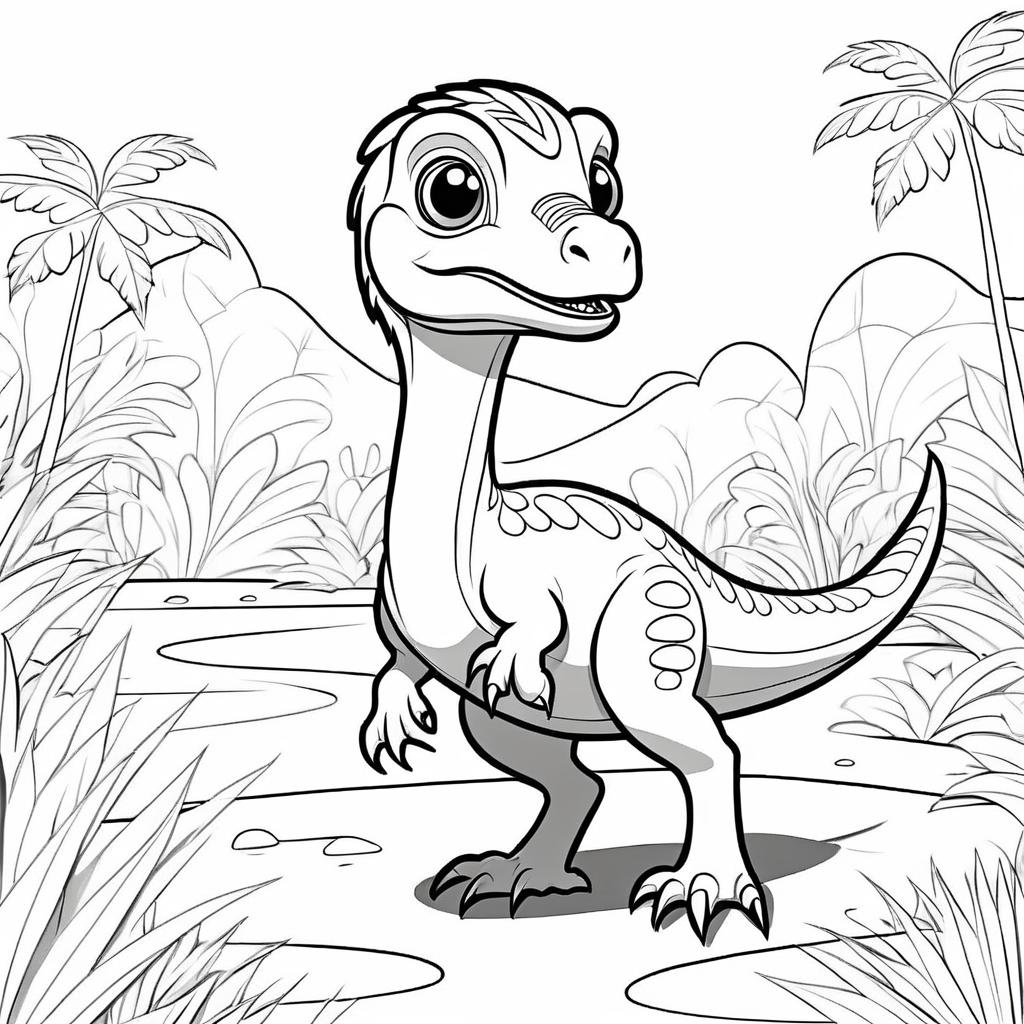 Cute Velociraptor Coloring Book Design