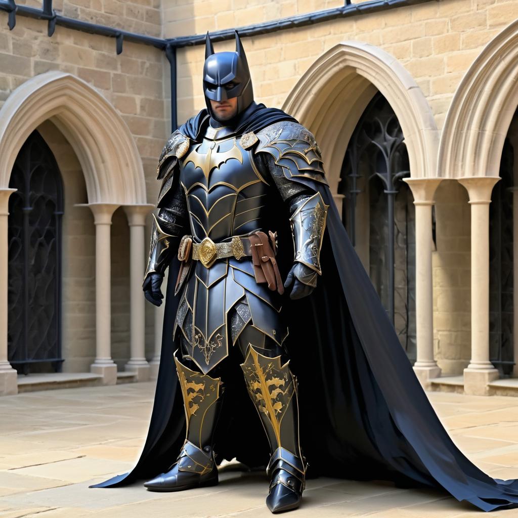 Medieval Knight Batman in Castle Courtyard