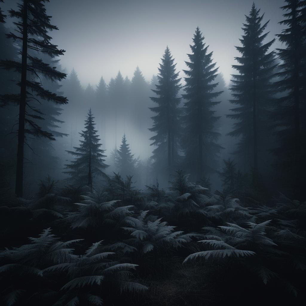 Creepy Foggy Forest CGI Horror Scene