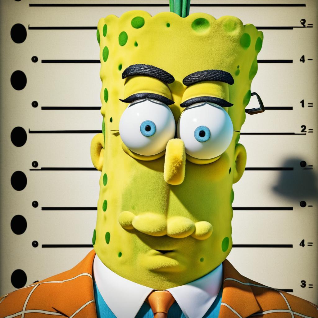 Humorous SpongeBob Mugshot Design