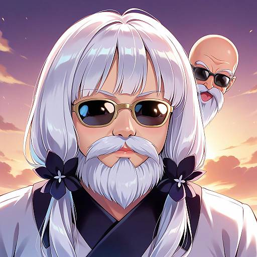 Illustration of Muten roushi, dragon ball in the style of Sebu illust