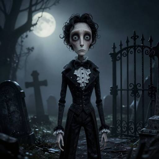 Tim Burton Gothic Whimsical Victorian Character
