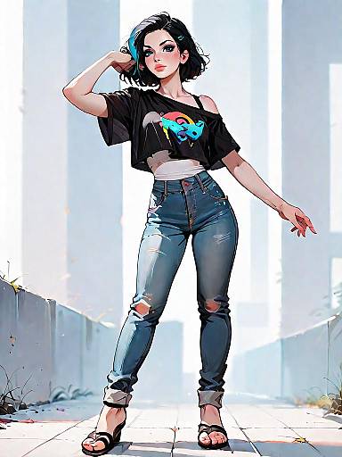 Stylish Woman in Casual Streetwear