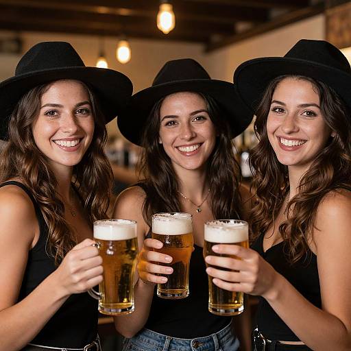 Three Women Enjoying Beer Together