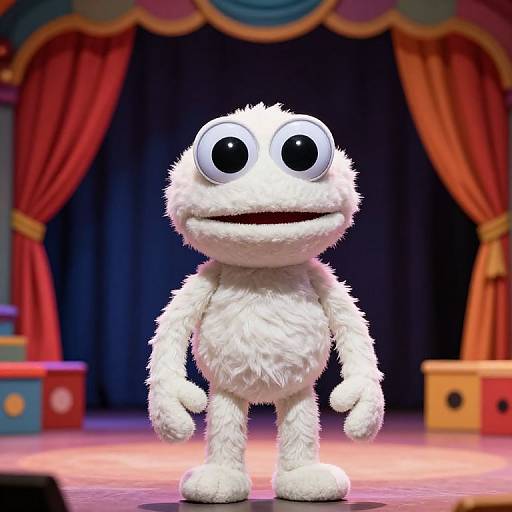White Muppet in Vibrant Puppet Theater
