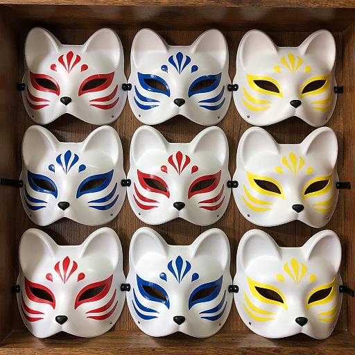 Whimsical Display of Colorful Fox Masks