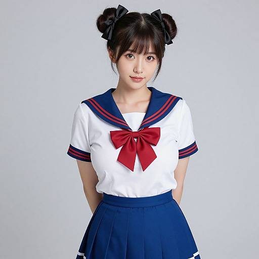 Anime-Inspired Sailor Girl Portrait