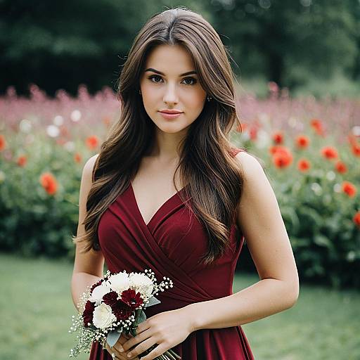 Elegant Burgundy Wedding Dress Portrait