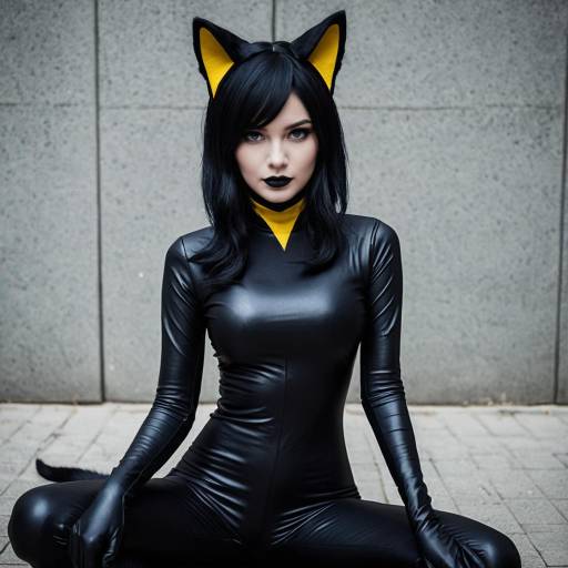 Sexy Morgana Cosplay in Black Catsuit