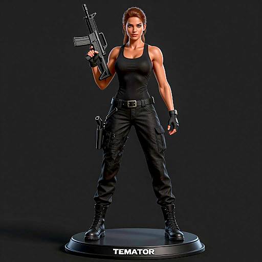 Powerful Woman with Assault Rifle Illustration