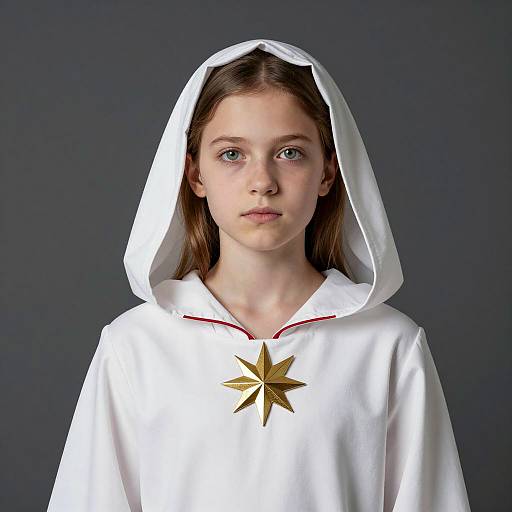 Young Girl in White Hooded Choir Robe