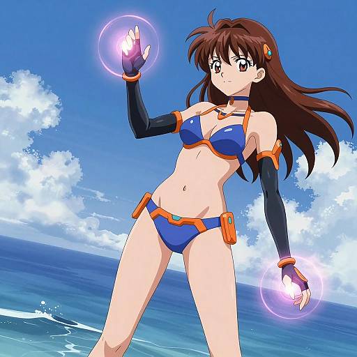 Anime Girl in Futuristic Bikini with Time Manipulation Powers