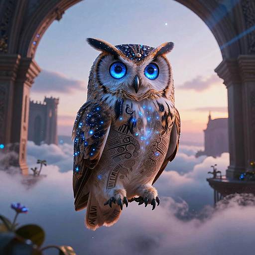 Celestial Owl in Ruined Cathedral