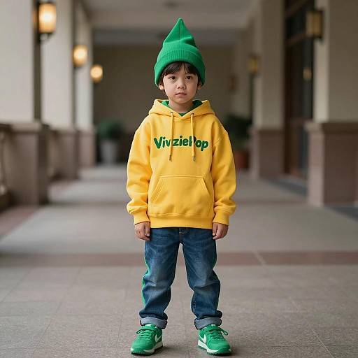 Young Boy in Colorful Crayon-Inspired Outfit