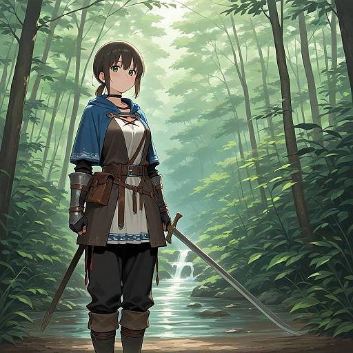 Solo Female Adventurer in Lush Nature