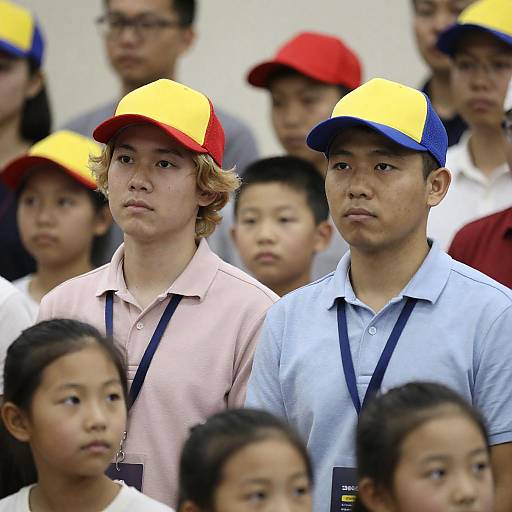 Vibrant Crowd Portrait with Colorful Caps