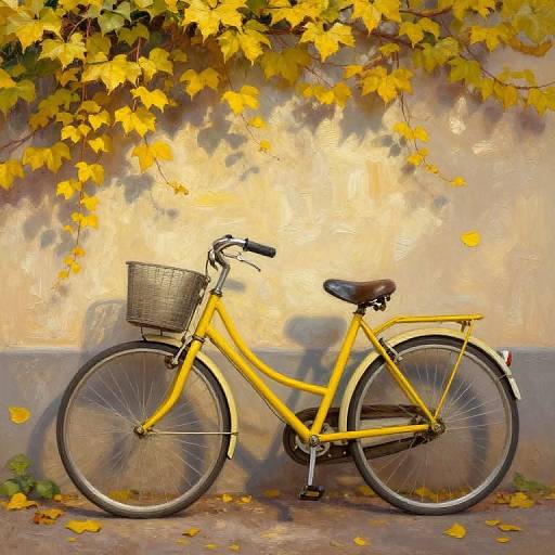 Vintage Yellow Bicycle in Sunlit Ivy