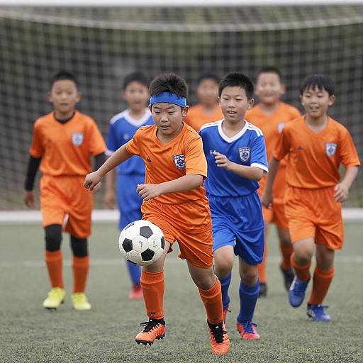 Dynamic Soccer Action with Young Boys