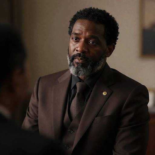 Serious African American Man in Dim Lighting