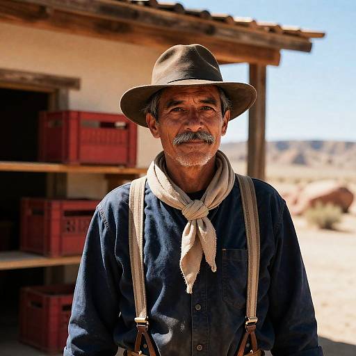 Rustic Portrait of Man in Desert Setting