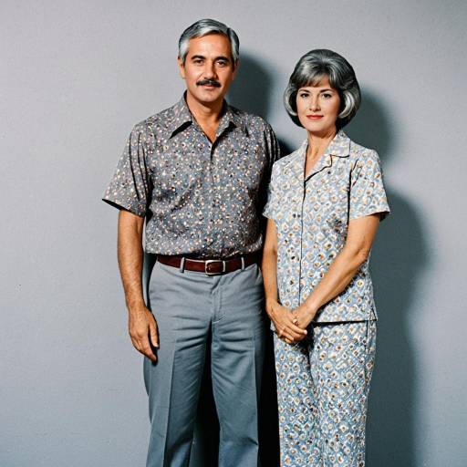 Vintage 1970s Middle-Aged Couple in Patterned Outfits
