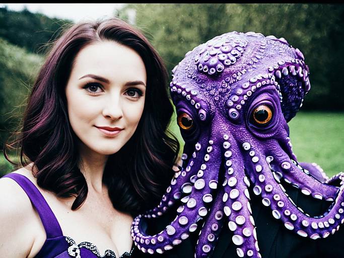 Woman in Purple Octopus Costume