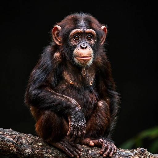 Realistic Baby Chimpanzee on Branch