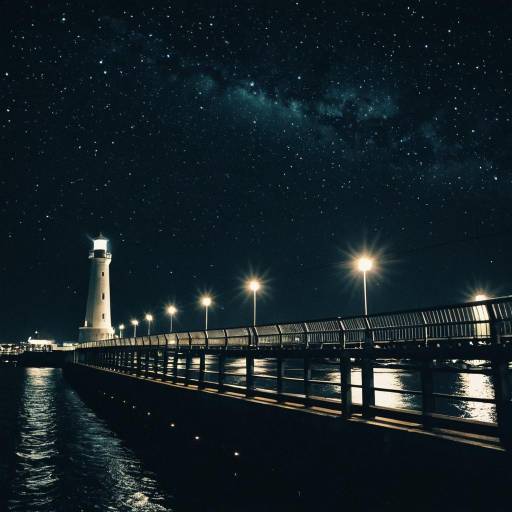 Nighttime Urban Sci-Fi Scene with Lights