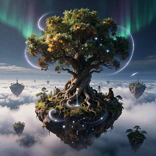 Mystical Floating Sky-Island with Goblin Shaman