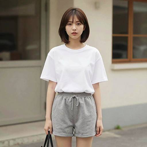 Young woman in casual outfit standing outdoors