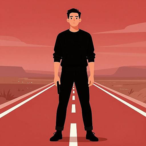 High-Contrast Illustration of a Man