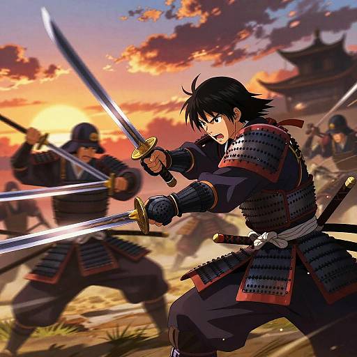 8K Anime Samurai Battle Scene