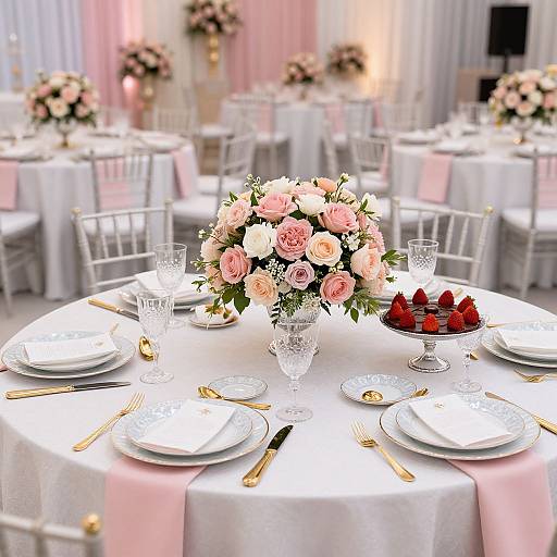 Elegant Pink and Silver Engagement Table
