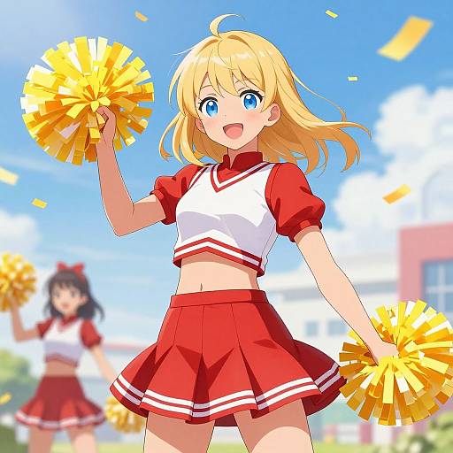 Blonde Anime Cheerleader Illustration