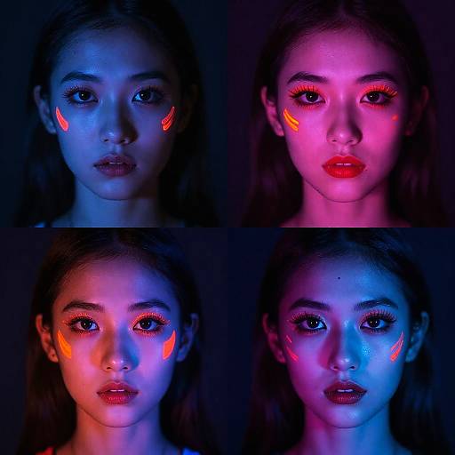 Neon Glow Cyberpunk Female Portraits