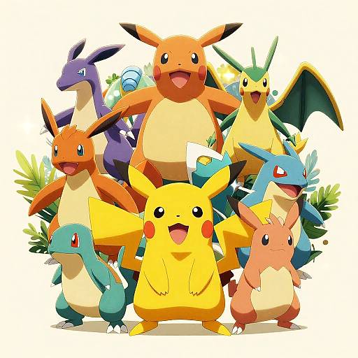 Soft Painterly Pokémon Team Portrait