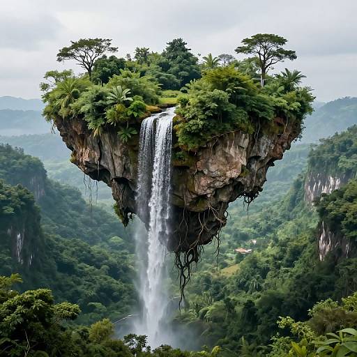 Surreal Inverted Floating Island