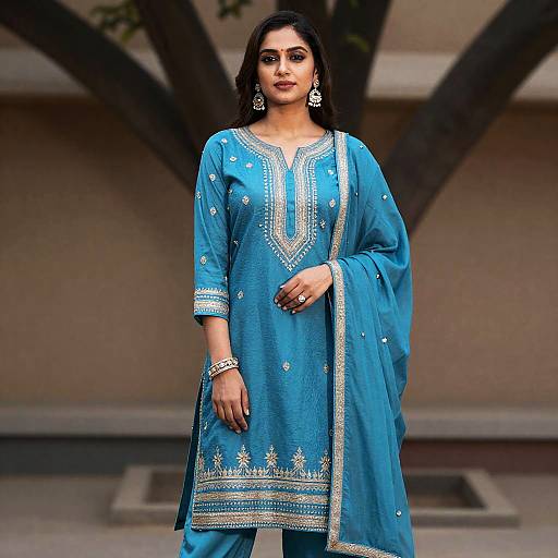 Anusha in Azure Jodhpuri Suit