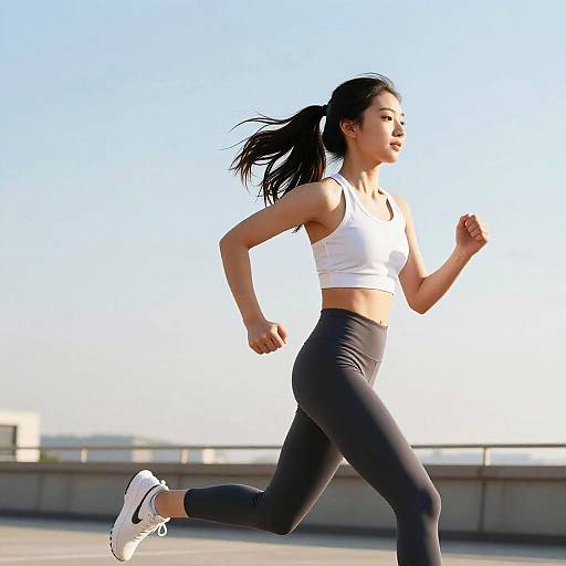 Energetic Teen Running in Morning Light