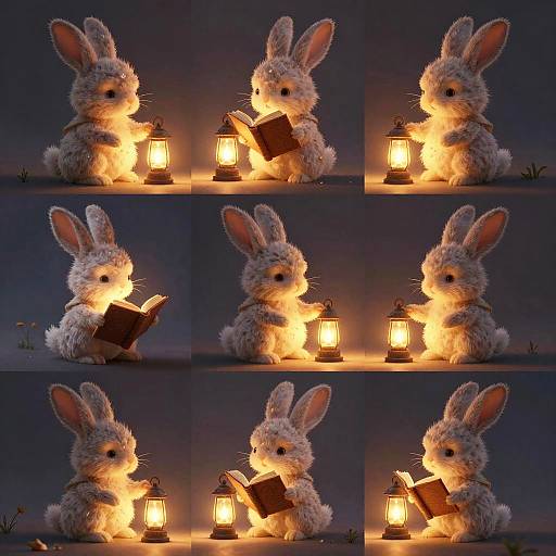 Whimsical Baby Hares Storytellers