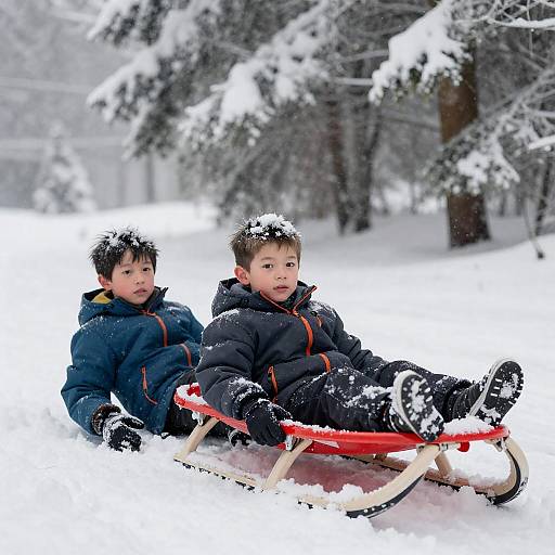 Winter Joy: Boys in Snowy Wonderland
