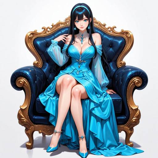 Timeless Beauty in Elegant Blue Attire Timeless Beauty in Elegant Blue Attire