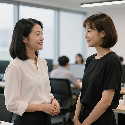 Smiling Colleagues in Modern Office