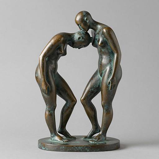Intertwined Bronze Abstract Human Sculptures