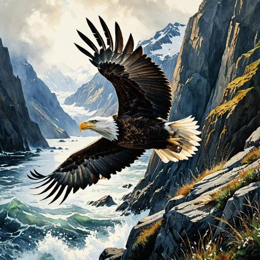 Majestic Bald Eagle in Coastal Cliffs Majestic Bald Eagle in Coastal Cliffs