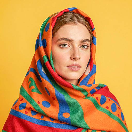 Vibrant Portrait of a Woman in Headscarf