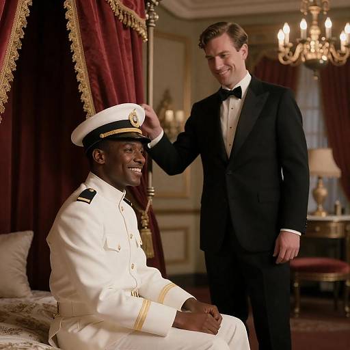 Vintage Scene of Two Men in Elegance