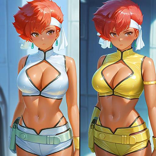 Illustration of Kei (dirty pair), dirty pair in the style of Fjsmu