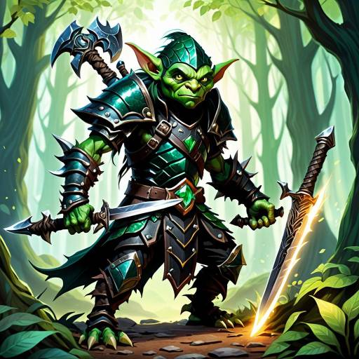 Emerald Goblin Warrior in Enchanted Forest Emerald Goblin Warrior in Enchanted Forest